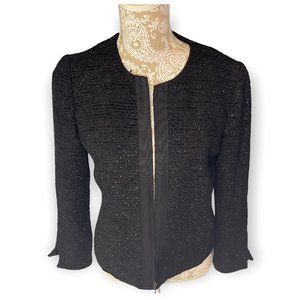 Gap women’s sparkle zip front jacket in black size small.